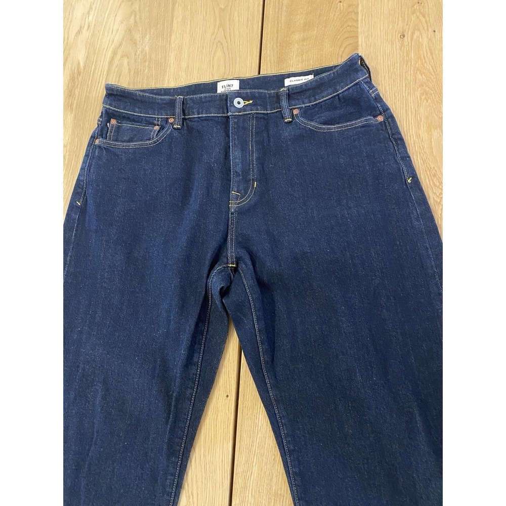 Flint and Tinder‎ Mens Classic Fit Denim Jeans W34 Selvedge Dark Wash